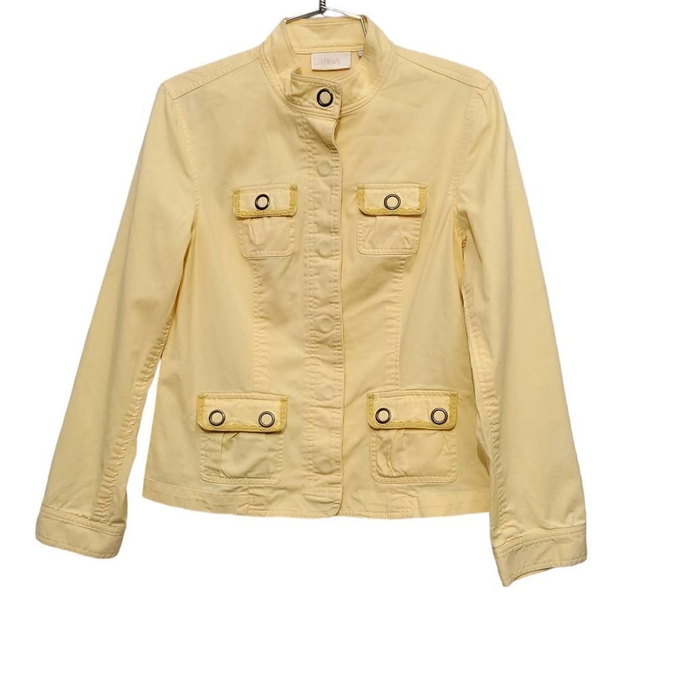 Chico's Snap Front Yellow Retro Fisherman Jacket